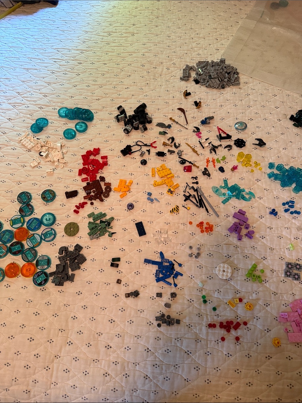 Mixed LEGO and Plastic Building Pieces - Multicolor